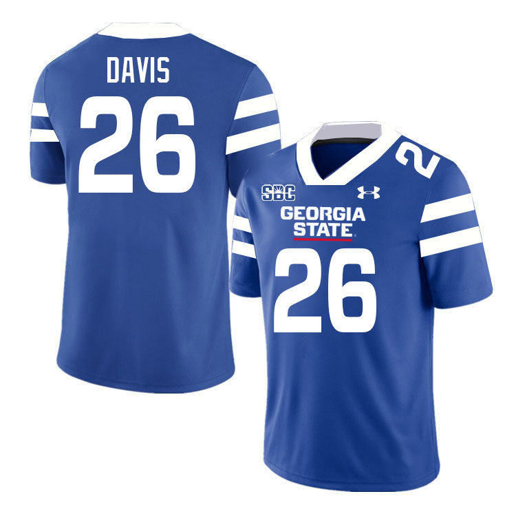 Georgia State Panthers #26 Aaron Davis College Football Jerseys Stitched-Blue